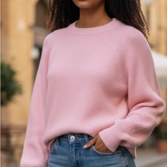 Eddie Bauer Sweaters - Eddie Bauer Pink Cotton Crewneck sweater full slight bishop sleeves size large